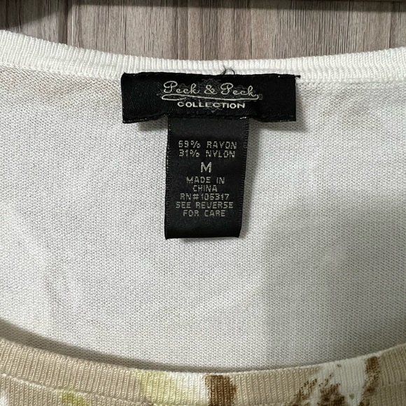 Floral Beaded Sweater by PECK & PECK SZ M - Picture 3 of 10